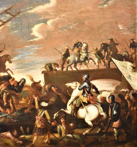 XVIIe siècle - Bataille sous la forteresse - Jacques Courtois (1621-1676) atelier